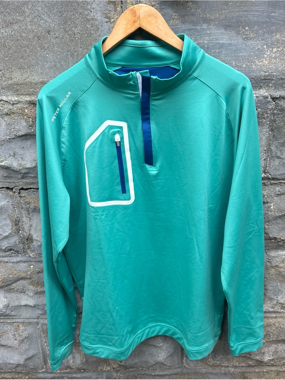 Peter Millar Forge Performance Quarter Zip Golf Pullover Green 1/4 Jacket L